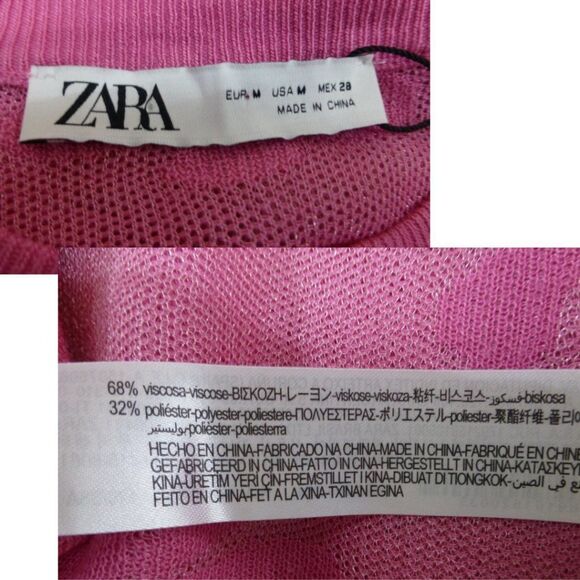 NWT Zara Pink Long Sleeve Sheer Floral Top - Picture 5 of 12